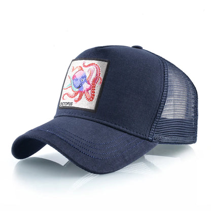 Czapka baseballowa unisex z naszywką z ośmiornicą dla mężczyzn i kobiet – czapka typu snapback na cztery pory roku, czapka typu trucker, czapka sportowa na świeżym powietrzu, oddychająca, codzienna