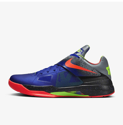 Nike KD 4 NERF genuínos, ténis de basquetebol masculinos de cano baixo, práticos e com amortecimento de impacto, FQ8180-400
