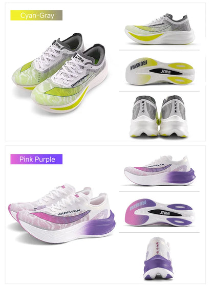 IRUNSVAN Scarpe da running professionali per maratona con piastra in carbonio e nylon, leggere e ammortizzate, sneakers outdoor da allenamento per uomo e donna