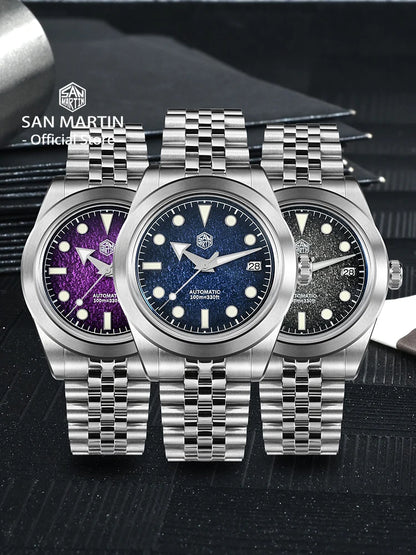 San Martin New 39mm Sport Watch Enamel Dial NH35 Automatic Mechanical Men Dress Watch Sapphire Waterproof 100m Luminous SN0053