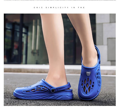 Sandales légères d'été pour hommes, chaussures décontractées, sabots troués, pantoufles plates de plage pour hommes, grande taille 49