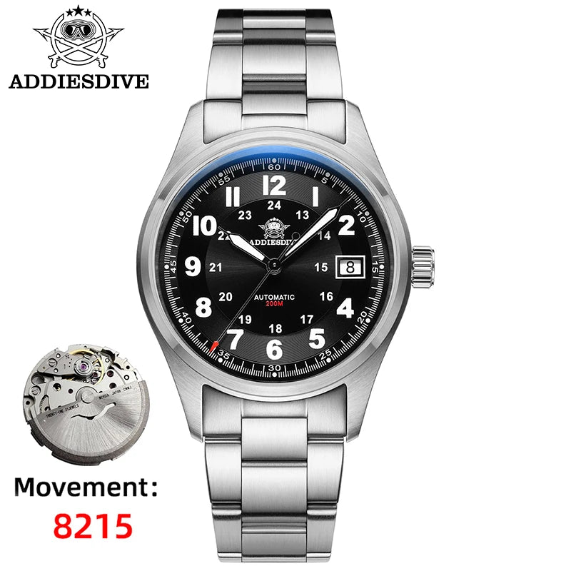 ADDIESDIVE AD2525 Automatic Watches For Men 39mm Sapphire Japanese 8215 Mechanical Watch Waterproof 20Bar Luminous Luxury Watch