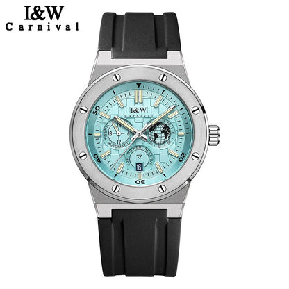 Carnival Brand IW High-End Series Luxury Imported Movement Mechanical Watch Men Sport Rubber Strap 50m Waterproof Fashion Watch