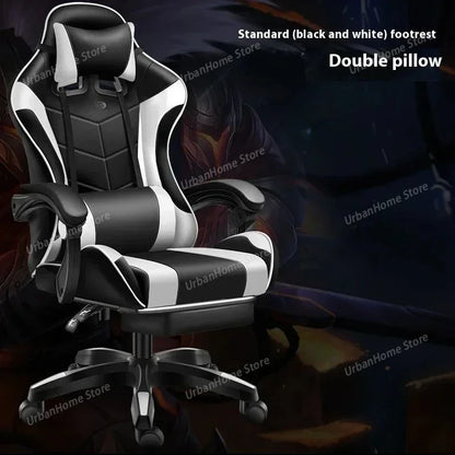 Ergonomic Gaming Chair with Reclining Backrest, Leather Computer Chair, Comfortable Swivel Office Gaming Chair with Adjustable Height & Armrests