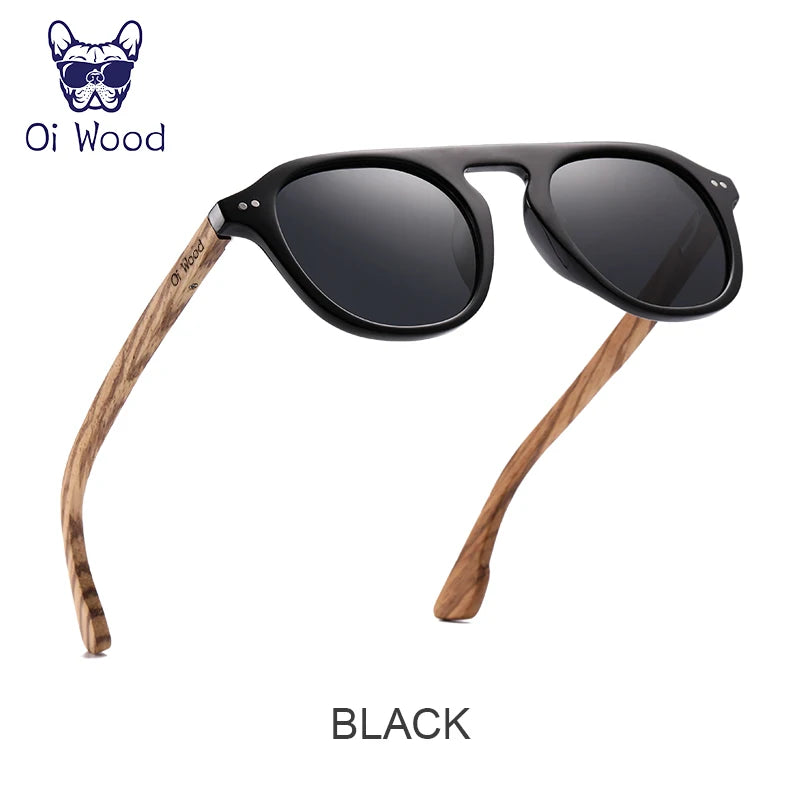 Oi Wood Brand Classic Sunglasses For Mem Women Polarized UV400 Protection Eyewear Wooden Black Glasses Zebra Wood