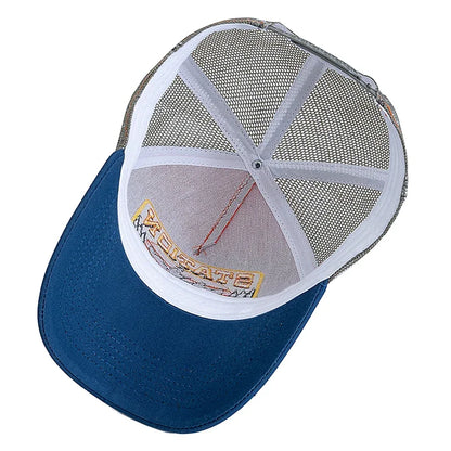 Șapcă de pescuit de vară, din plasă respirabilă, tip „trucker”, pentru bărbați și femei, cu design brodat în stil pescăresc, șapcă „snapback”, pentru pescuit în aer liber