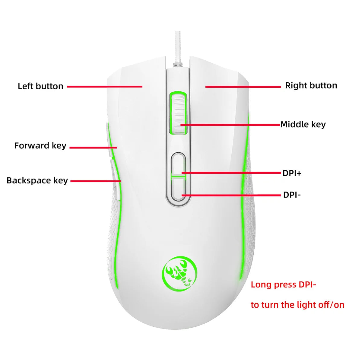 HXSJ A869 Wired Gaming Mouse RGB Optical Ergonomic Gaming Mouse with 3200 DPI, 7 Programmable Buttons, USB Gaming Mouse for PC & Laptop
