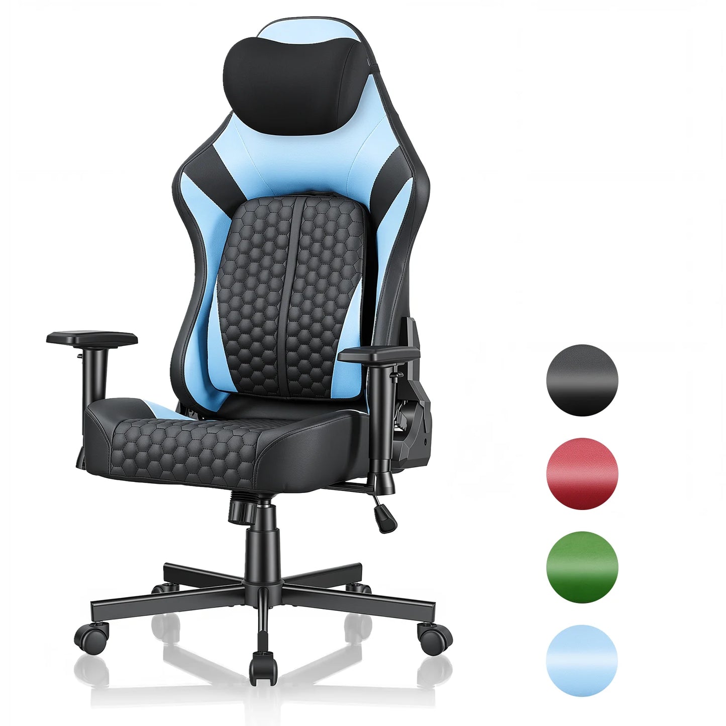 Devoko Gaming Chair Ergonomic Office Chair with Adjustable Lumbar Support, Thick Cushion, Wide Seat, Reclining Swivel Desk Chair for Gaming & Work