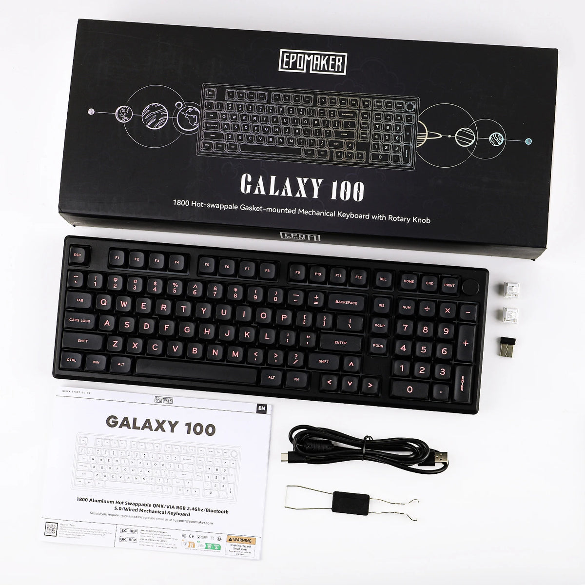 EPOMAKER Galaxy100 1800 ANSI US Layout Hot-Swap Gasket-Mounted Tri-mode Wireless Aluminum Mechanical Gaming Keyboard