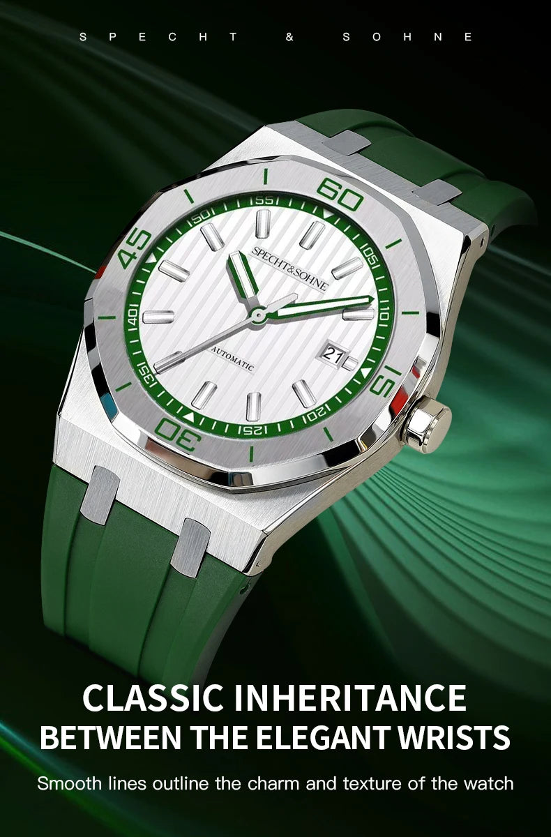 New Luxury Specht & Söhne Automatic Mechanical Watches Japan 8215 Movt Stainless Steel Watch Sapphire Crystal Waterproof 40MM