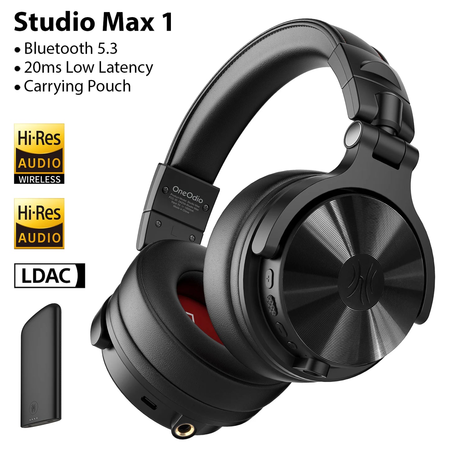Auscultadores DJ Sem Fios OneOdio Studio Max Bluetooth 6.0 – Latência Ultrabaixa de 9ms, Headset Over-Ear de Monitorização de Estúdio Hi-Res LDAC com Microfone