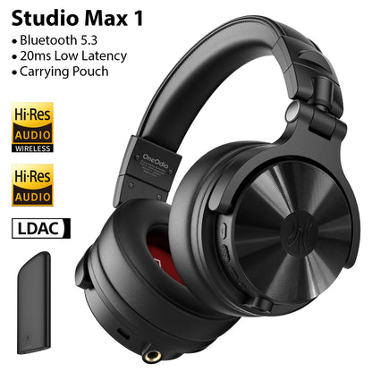 Auscultadores DJ Sem Fios OneOdio Studio Max Bluetooth 6.0 – Latência Ultrabaixa de 9ms, Headset Over-Ear de Monitorização de Estúdio Hi-Res LDAC com Microfone