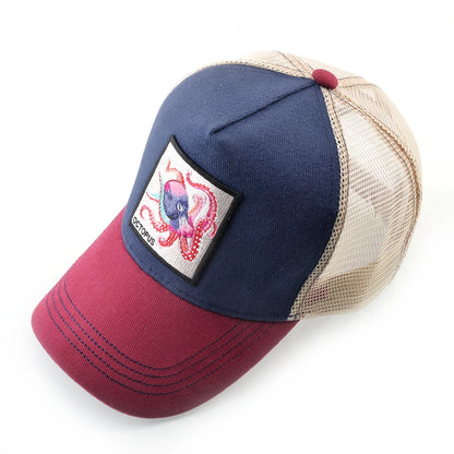 Czapka baseballowa unisex z naszywką z ośmiornicą dla mężczyzn i kobiet – czapka typu snapback na cztery pory roku, czapka typu trucker, czapka sportowa na świeżym powietrzu, oddychająca, codzienna