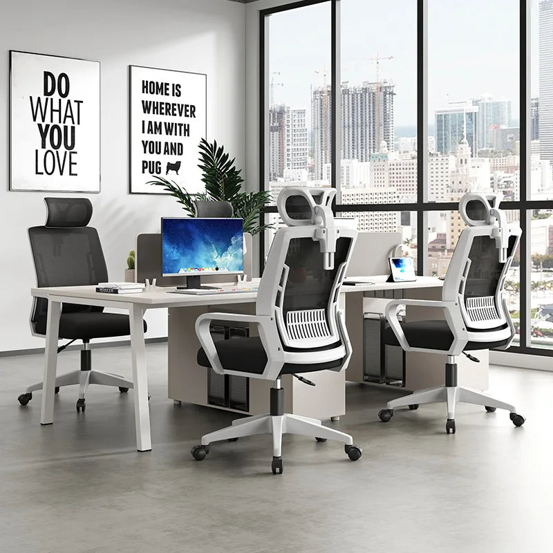 Silla ergonómica para oficina en casa con respaldo: elevable, giratoria, soporte lumbar, reposacabezas, silla gaming