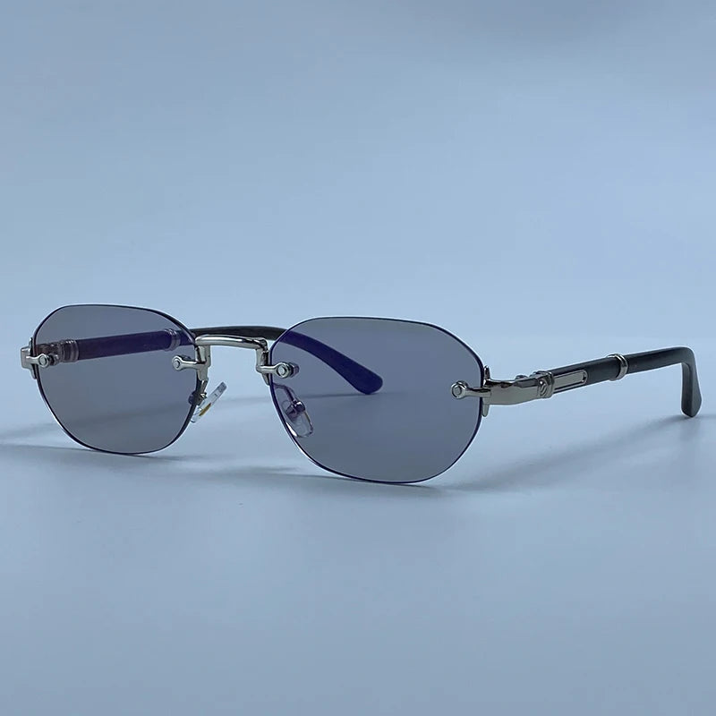 Square Rimless Punk Sunglasses Men 2026 Luxury Designer Vintage Small Frameless Sun Glasses Male Eyewear Hip Hop Outdoor Shades