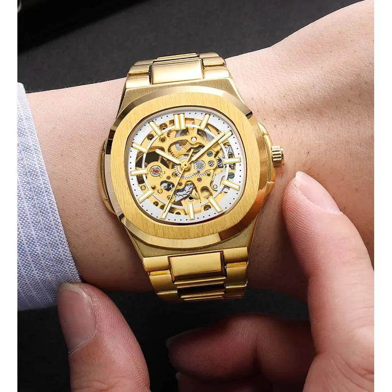 Hollow Out Men's Mechanical Wrist Watches Skeleton Design Luxury Full Automatic Man Watch relogio