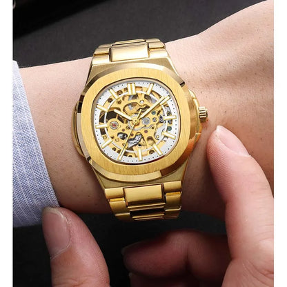 Hollow Out Men's Mechanical Wrist Watches Skeleton Design Luxury Full Automatic Man Watch relogio