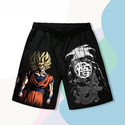 2026 Summer Dragon Ball Super Saiyan Goku 3D Print Men's Shorts, Retro Street Quick Dry Oversized Casual Shorts, Unisex