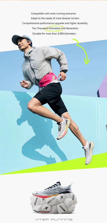 Xtep 2000KM 2.0 Running Shoes Men  Summer Professional TPU Shock Absorption Sneakers (suggest half size down) 876219110043
