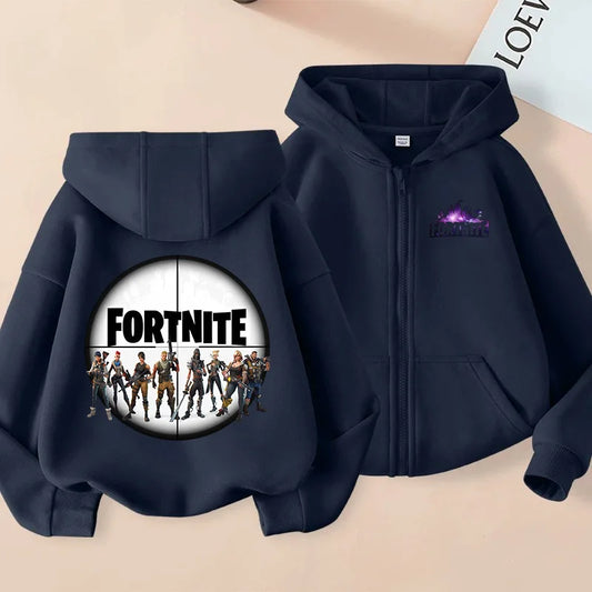 Nowa dziecięca bluza z kapturem Fortnites na zamek, kreskówkowa anime, casualowa i oddychająca kurtka dla chłopców, odzież dziecięca na wiosnę 2026