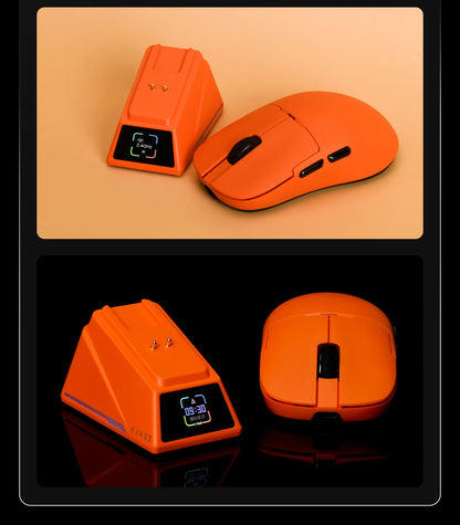 AJAZZ AJ159 APEX belaidė žaidimų pelė, lengva RGB žaidimų pelė su magnetine įkrovimo stovele, „Bluetooth“ ir 2.4GHz, iki 30,000 DPI, skirta stacionariems kompiuteriams ir nešiojamiesiems kompiuteriams