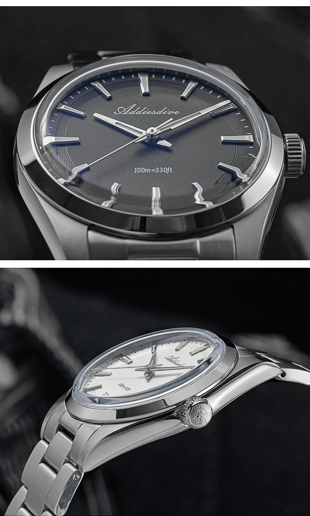 ADDIESDIVE 2024 New AD2066 Men's Watches Bubble Mirror Pot Cover Glass Stainless Steel Waterproof  Quartz Watch Man reloj hombre