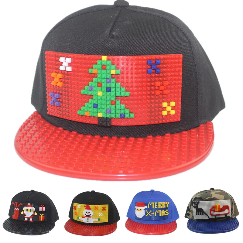 Șepci de baseball cu imprimeu cartoon patchwork, blocuri DIY, șepci snapback, șepci hip-hop pentru bărbați și femei, șepci detașabile cu pixeli, șepci „dad hats”, pentru copii și adulți
