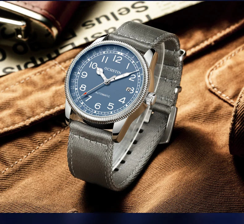 OCHSTIN Automatic Mens Watches Top Brand Luxury Auto Date Mechanical Military Sports Male Clock Luminous Hands Gift for Husband