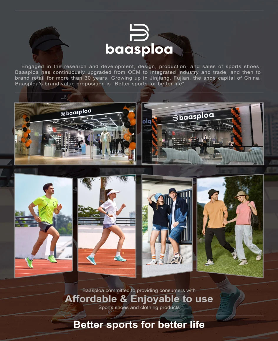 Baasploa New Running Shoes Men Outdoor Fashion Lightweight Mesh Sports Shoes Male Casual Breathable Non-Slip Walking Shoes