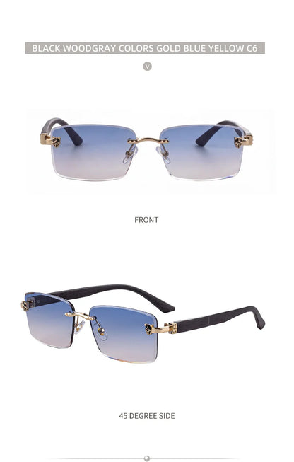 2026 Wooden Rimless Sunglasses Women Trendy Retro UV400 Protection Square Sunglass Men Brand Design Fashion Glasses Dropshipping