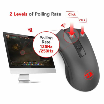 Mouse wireless ottico Redragon M652 2.4G con ricevitore USB, mouse portatile per gaming e ufficio, 5 livelli DPI regolabili