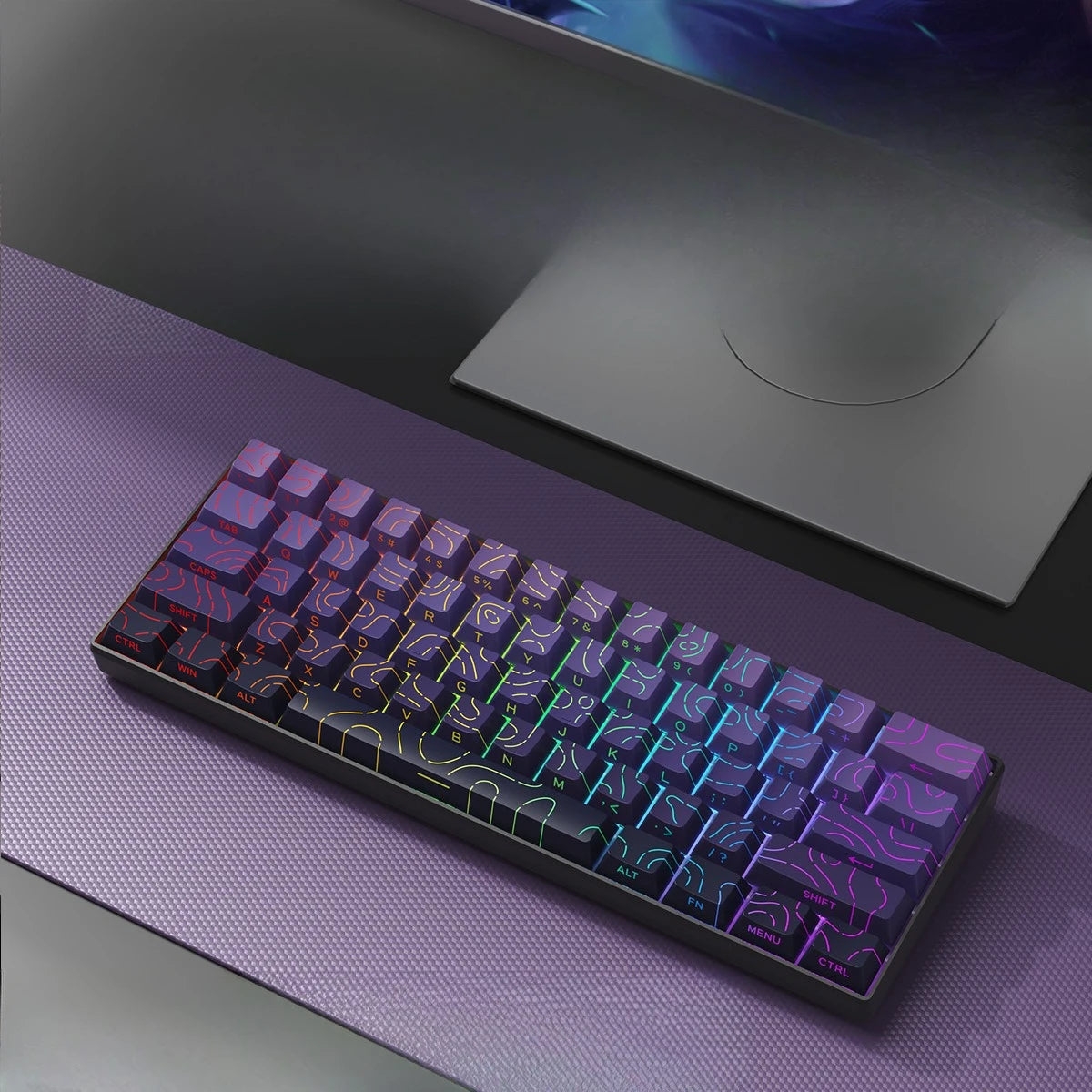 Wireless Gaming Mechanical Keyboard 60% RGB Bluetooth Keyboard, Triple Mode Wireless Mechanical Keyboard with 61 Keys, Compact RGB Gaming Keyboard for PC, Laptop & Tablet