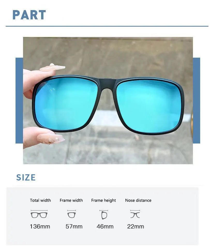 BOYSEEN Polarized Flip Clip Sunglasses Driving Dark UV400 Photochromic Anti Glare Lens Sun Glasses Car Driver Vintage Square