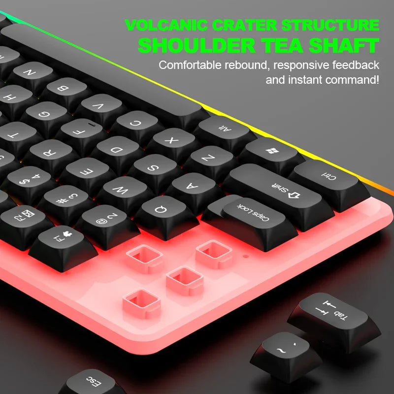 Conjunto gaming NG GTX350 com teclado e rato para computador portátil, retroiluminação LED, teclado USB com fio GTX350, preto