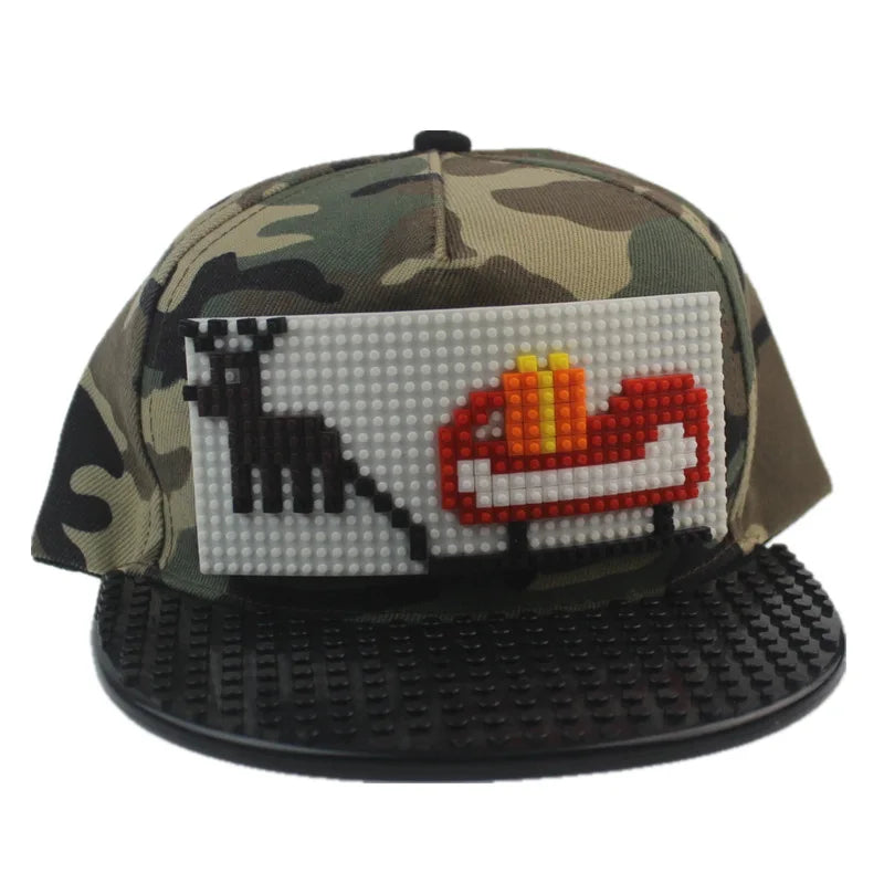 Șepci de baseball cu imprimeu cartoon patchwork, blocuri DIY, șepci snapback, șepci hip-hop pentru bărbați și femei, șepci detașabile cu pixeli, șepci „dad hats”, pentru copii și adulți