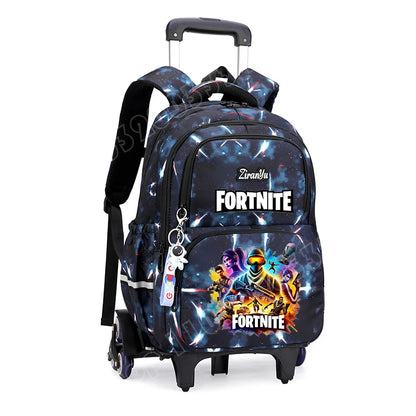 Чанта с колелца Fortnite за лесно изкачване на стълби, аниме, водоустойчива раница на колелца с голям капацитет за ученици, ежедневна пътна чанта