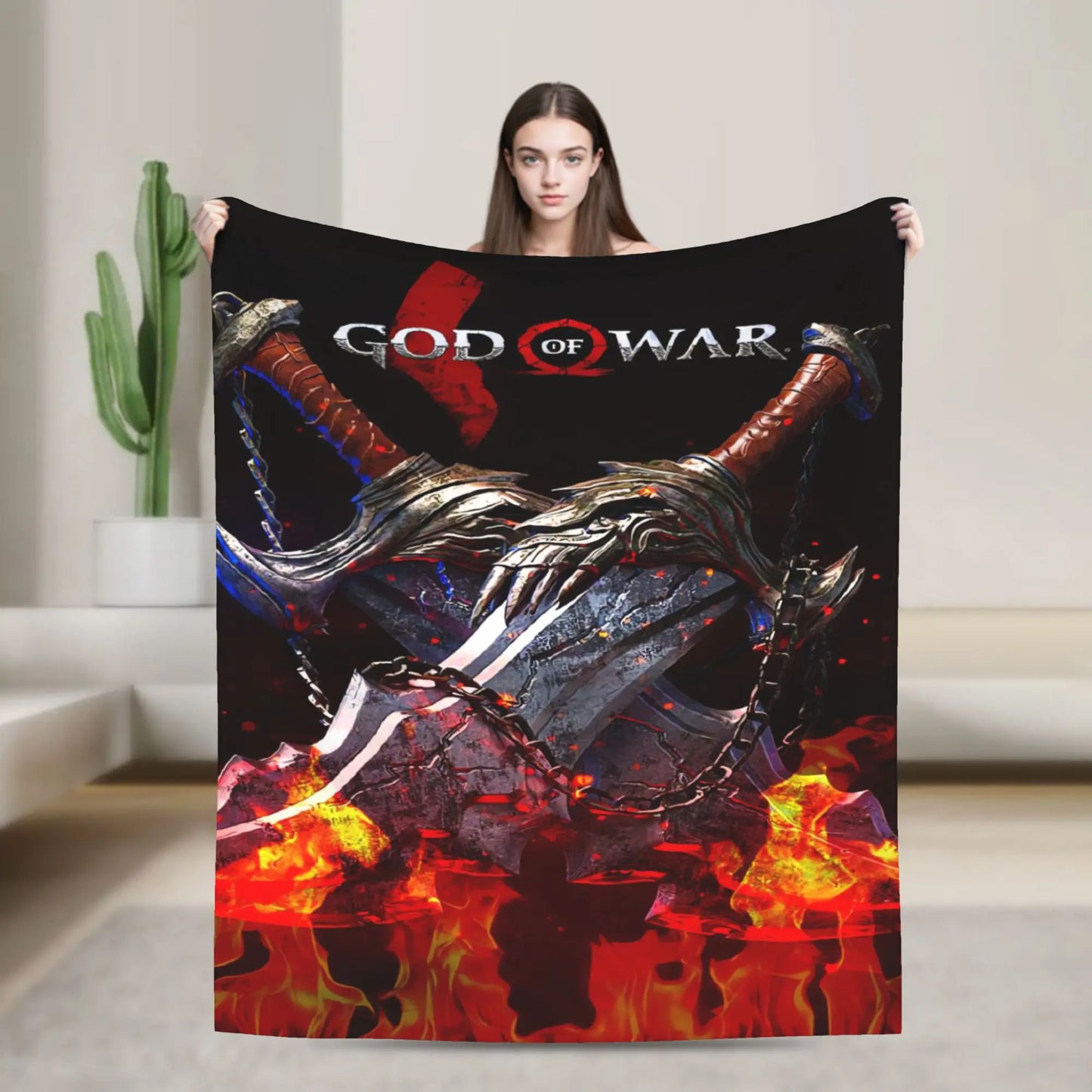 Super Soft Blanket Travel Office God of War Game Gamers Kratos Throw Blanket  Flannel Bedspread For Outdoor Sofa Bed Cover