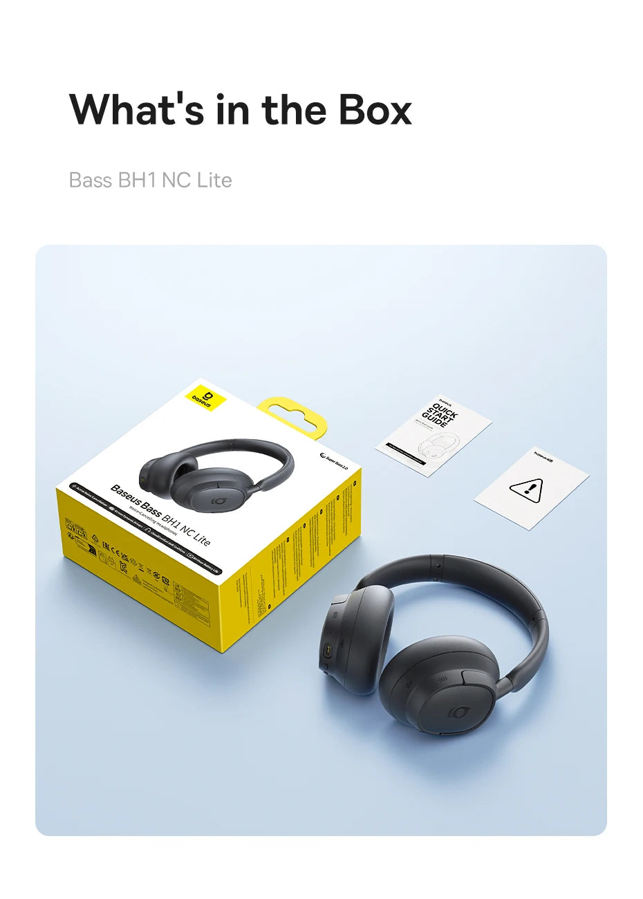 Casque sans fil Baseus ANC, écouteurs supra-auriculaires 80H, réduction de bruit à 95%, casque Bluetooth 6.0