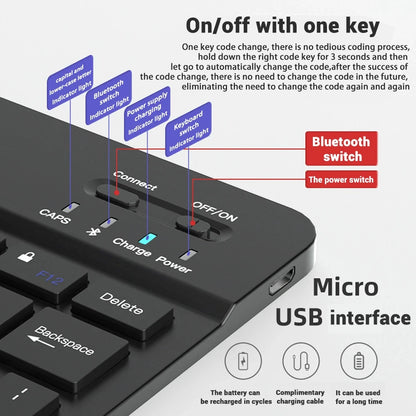 Mini teclado Bluetooth RGB sem fios de 10 polegadas com retroiluminação, touchpad e compatibilidade com iOS, Android, Windows e iPad