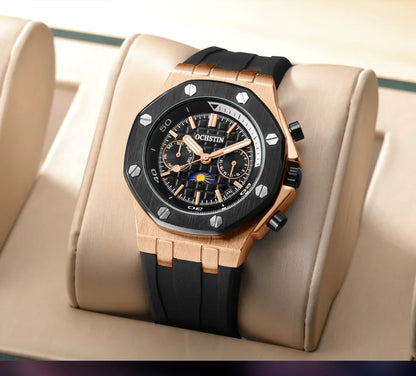 OCHSTIN Automatic Men Watches Luxury Designer Octagon Bezel Mechanical Date Day Night Dial Luminous Male Trendy Sport Wristwatch
