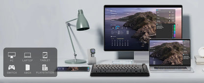 Teclado mecânico sem fios EPOMAKER X AULA F75 MAX Compact 75% ANSI Layout com ligação com fios/Bluetooth/2.4GHz, ecrã TFT e botão rotativo