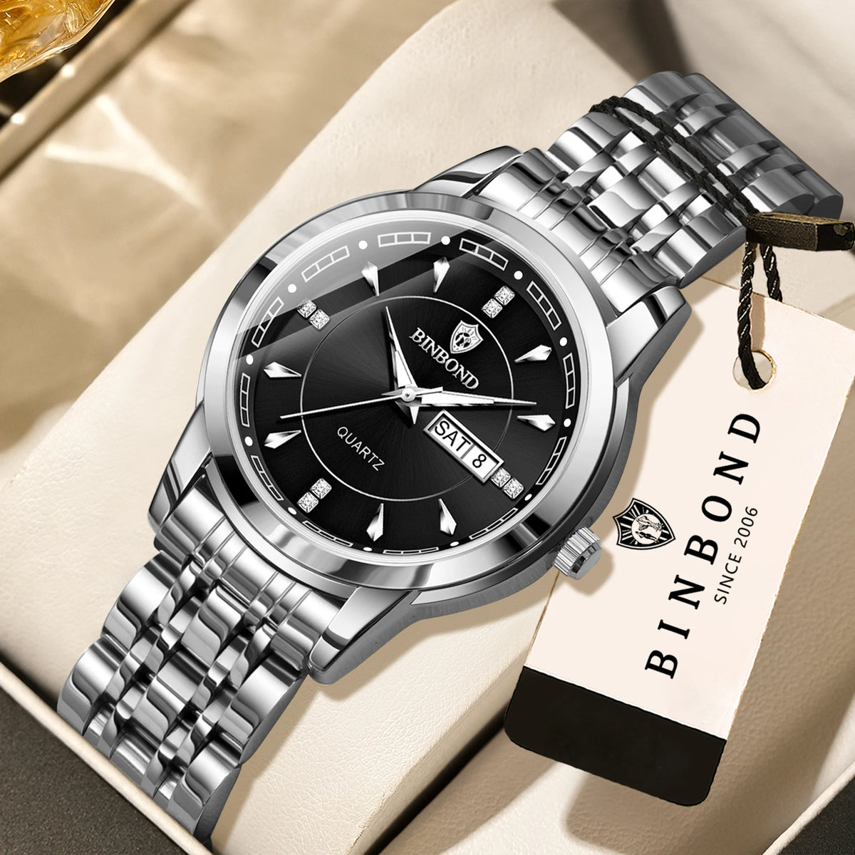 Orologi al quarzo di lusso originali BINBOND da donna – Modello impermeabile e luminescente – Idea regalo (confezione inclusa)