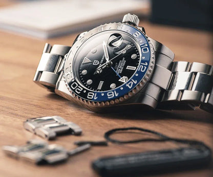 Orologio PAGANI DESIGN GMT 40MM da uomo, di lusso, con vetro zaffiro AR, movimento meccanico automatico, lunetta in ceramica, impermeabile 100M, idea regalo
