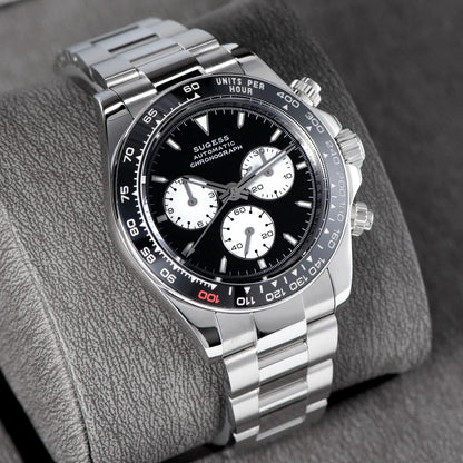 Sugess Diving Mens Watch Panda Automatic Mechanical Chronograph Peacock SL4801 Movement Wristwatch Waterproof Ceramic Bezel New