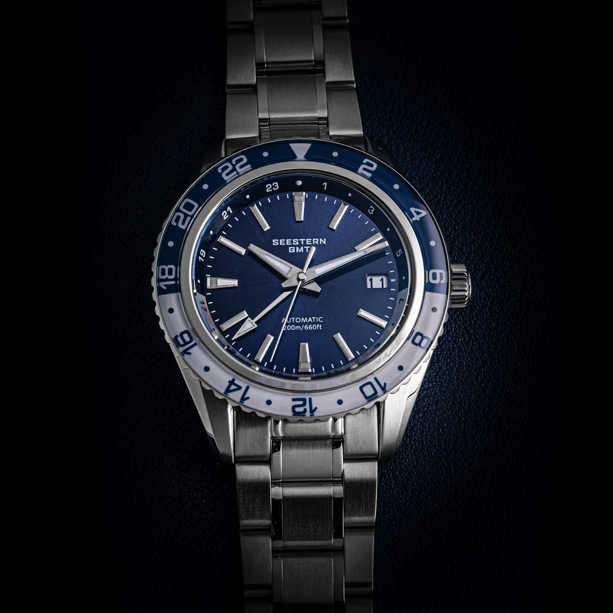 SEESTERN Men of Watch Office GMT Automatic NH34 Movement Sapphire Glass Bezel 20bar Waterproof Diver Mechanical Wristwatch S456
