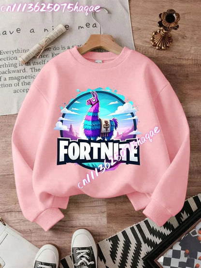 Fortnites Series Kids Sweatshirts Trendy Boys Girl Long Sleeves Pullover Tops Autumn Winter Cartoon Child Clothes Birthday Gifts