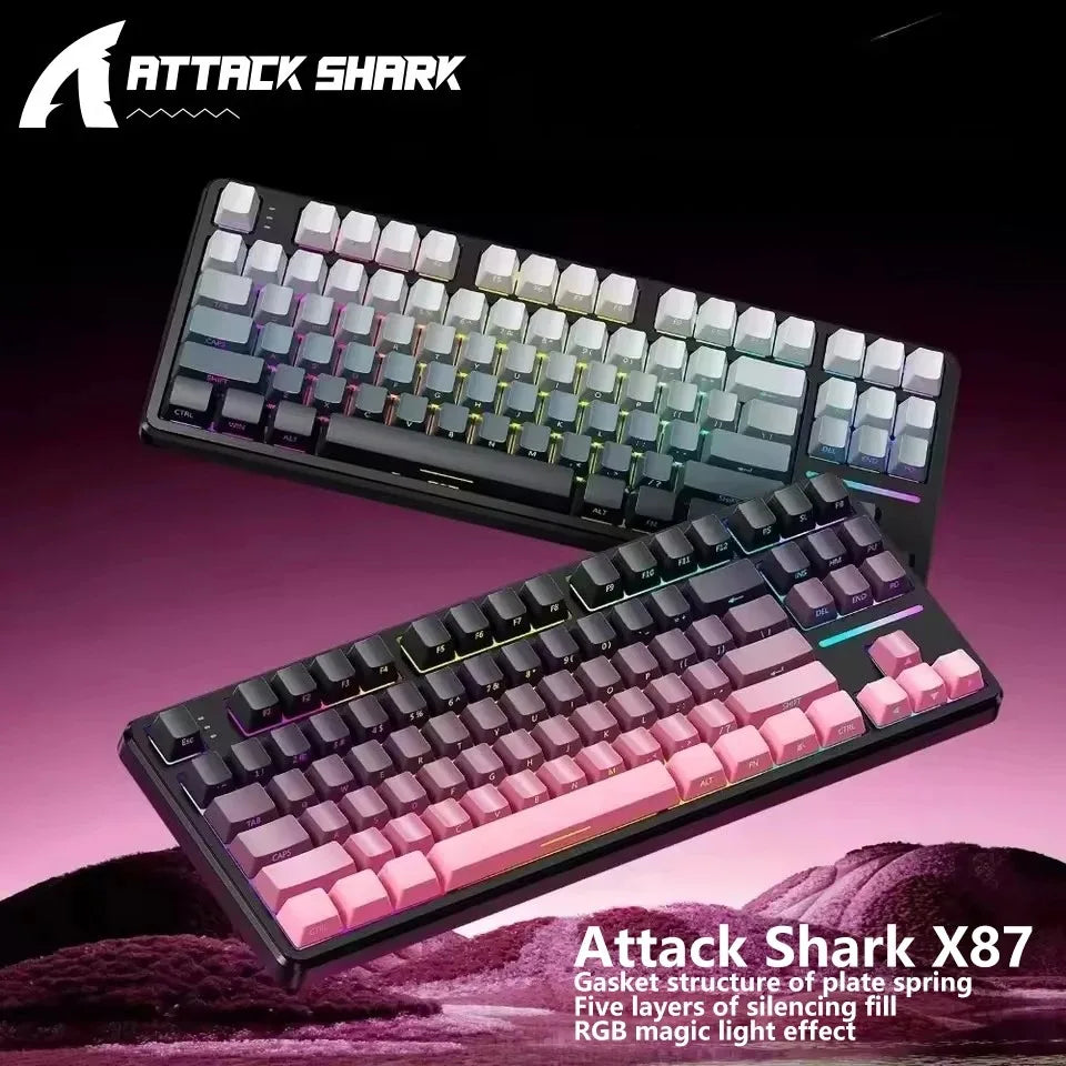 ATTACK SHARK X87 Wireless Mechanical Gaming Keyboard Tri-Mode BT5.0/2.4G/USB-C Gasket Hot Swappable Custom Keyboard Pre-lube