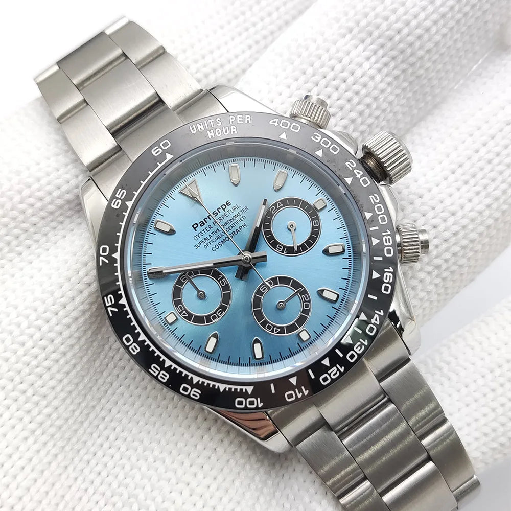 39mm Watch Quartz for Men Luxury Chronograph Fashion Sapphire Trendy Stylish Sports Mens Steel Band Wrist Watches