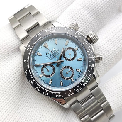 39mm Watch Quartz for Men Luxury Chronograph Fashion Sapphire Trendy Stylish Sports Mens Steel Band Wrist Watches