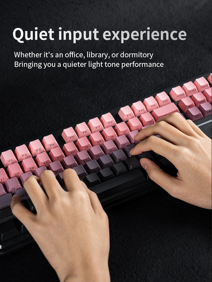 Teclado Bluetooth V108 Pro para escritório, baixo ruído, 2.4G, com e sem fios, layout completo, membrana com retroiluminação RGB